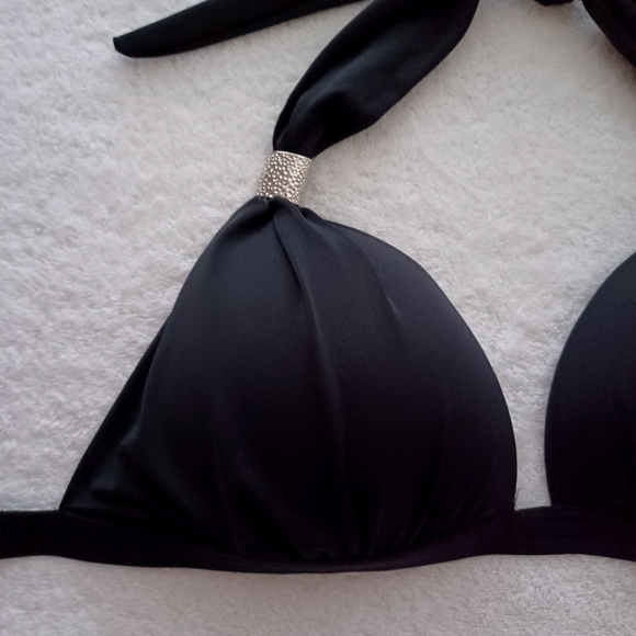 Venus Goddess Push-Up Black Halter Bikini Top, Size 32DDD/34DD/36D - Picture 6 of 13